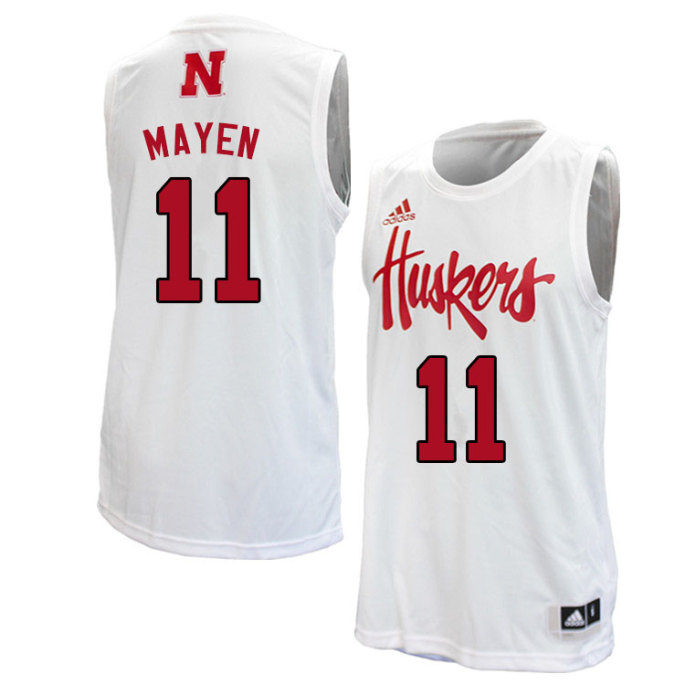 Men #11 Lat Mayen Nebraska Cornhuskers College Basketball Jerseys Sale-White - Click Image to Close